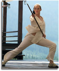 After all the hard work in training, Jennifer fought hard with the bo stick.