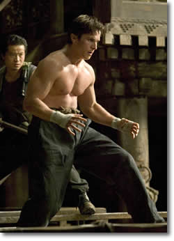 Christian Bale as Bruce Wayne at ninja training camp