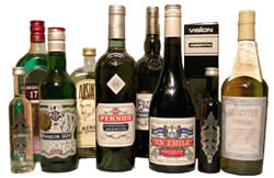 A variety of Absinthe bottles