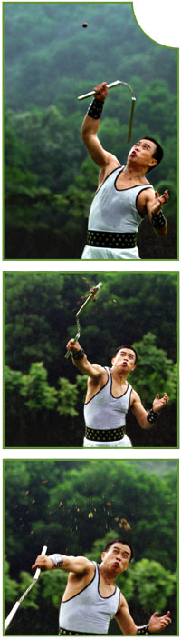 Calligrapher, Photographer, Riot Police Trainer Master Li Yancai busts a nut.